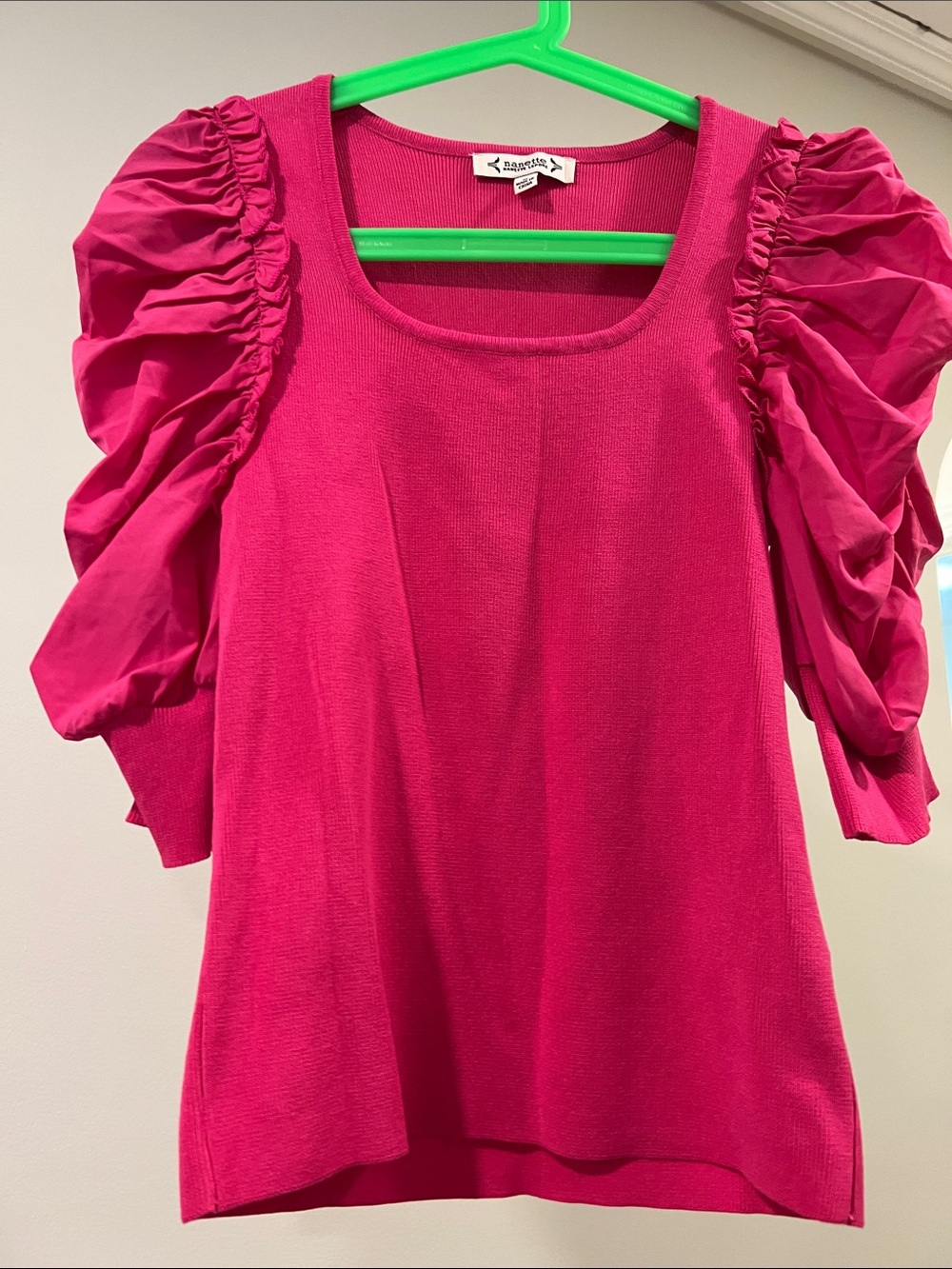 Nannette Hot Pink Puff-Sleeve Knit Top